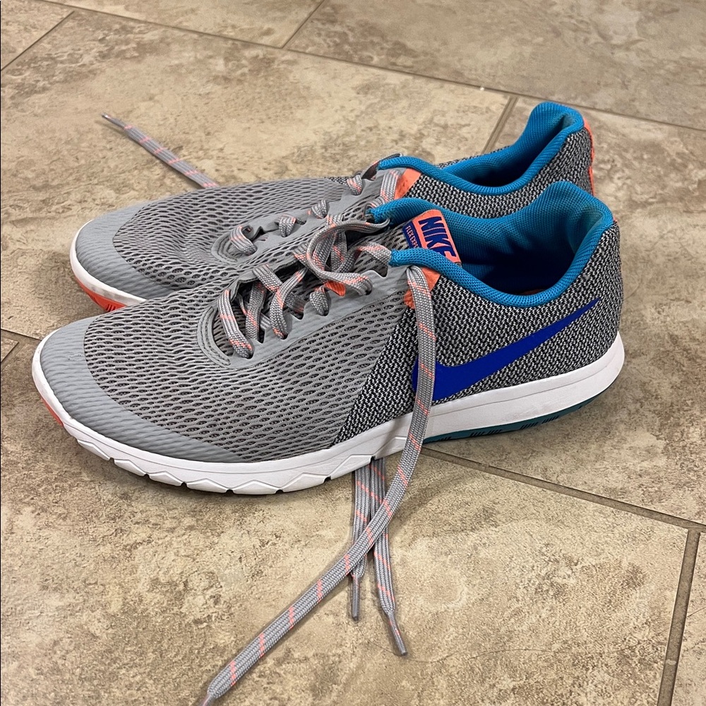 Nike Gray Mesh Sneakers with Blue Swoosh